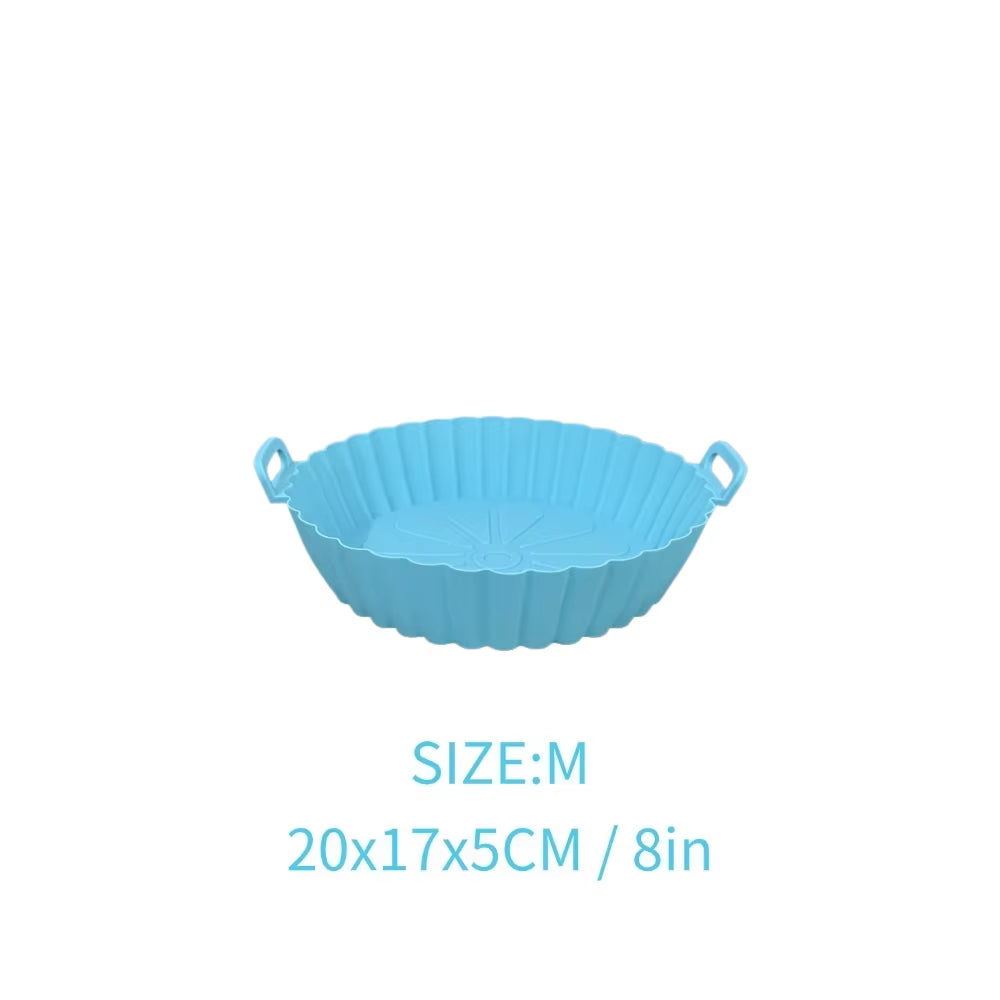Airfryer Silicone Basket Reusable Baking Tray Silicone Mold for Airfryer Pizza Fried Chicken Basket Air Fryer Liners Accessories