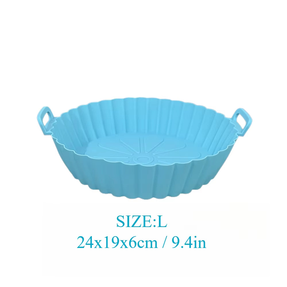 Airfryer Silicone Basket Reusable Baking Tray Silicone Mold for Airfryer Pizza Fried Chicken Basket Air Fryer Liners Accessories