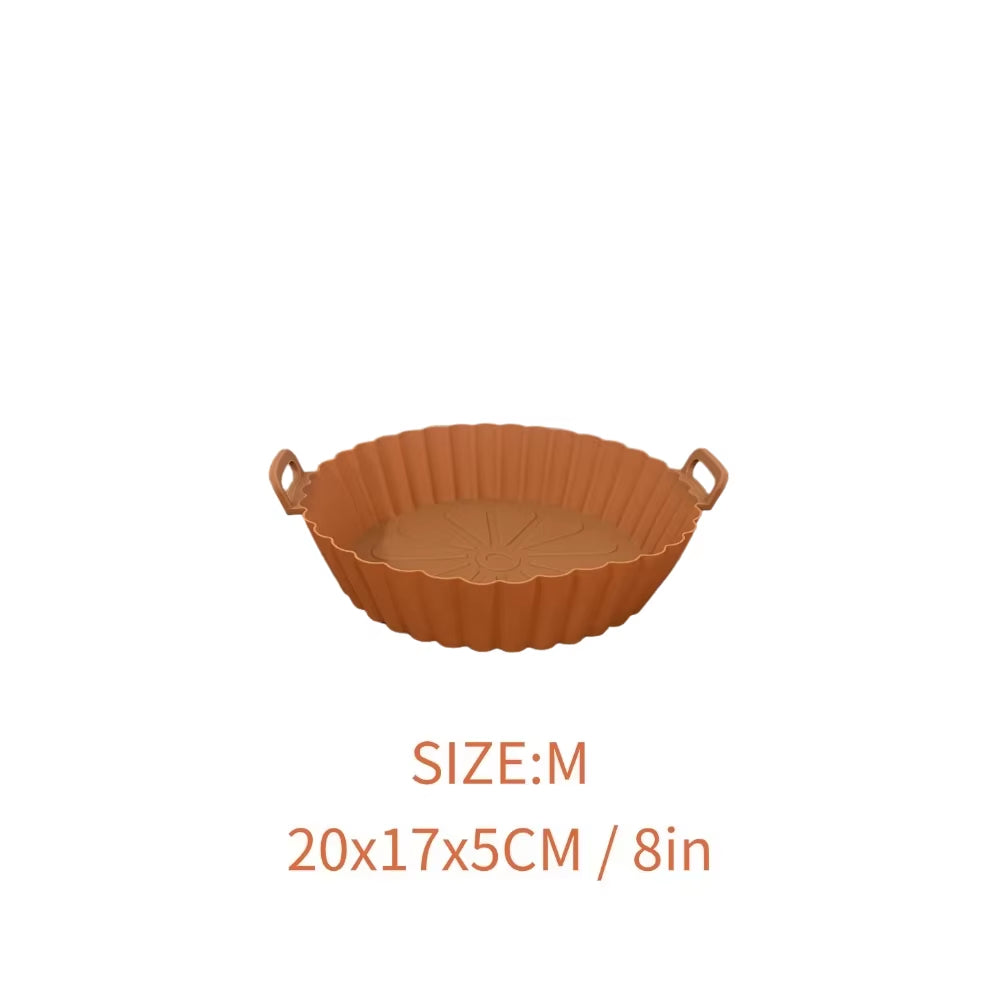 Airfryer Silicone Basket Reusable Baking Tray Silicone Mold for Airfryer Pizza Fried Chicken Basket Air Fryer Liners Accessories
