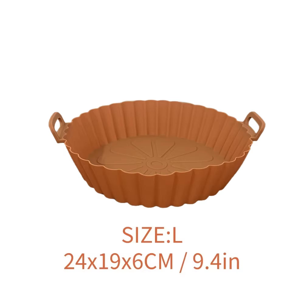 Airfryer Silicone Basket Reusable Baking Tray Silicone Mold for Airfryer Pizza Fried Chicken Basket Air Fryer Liners Accessories