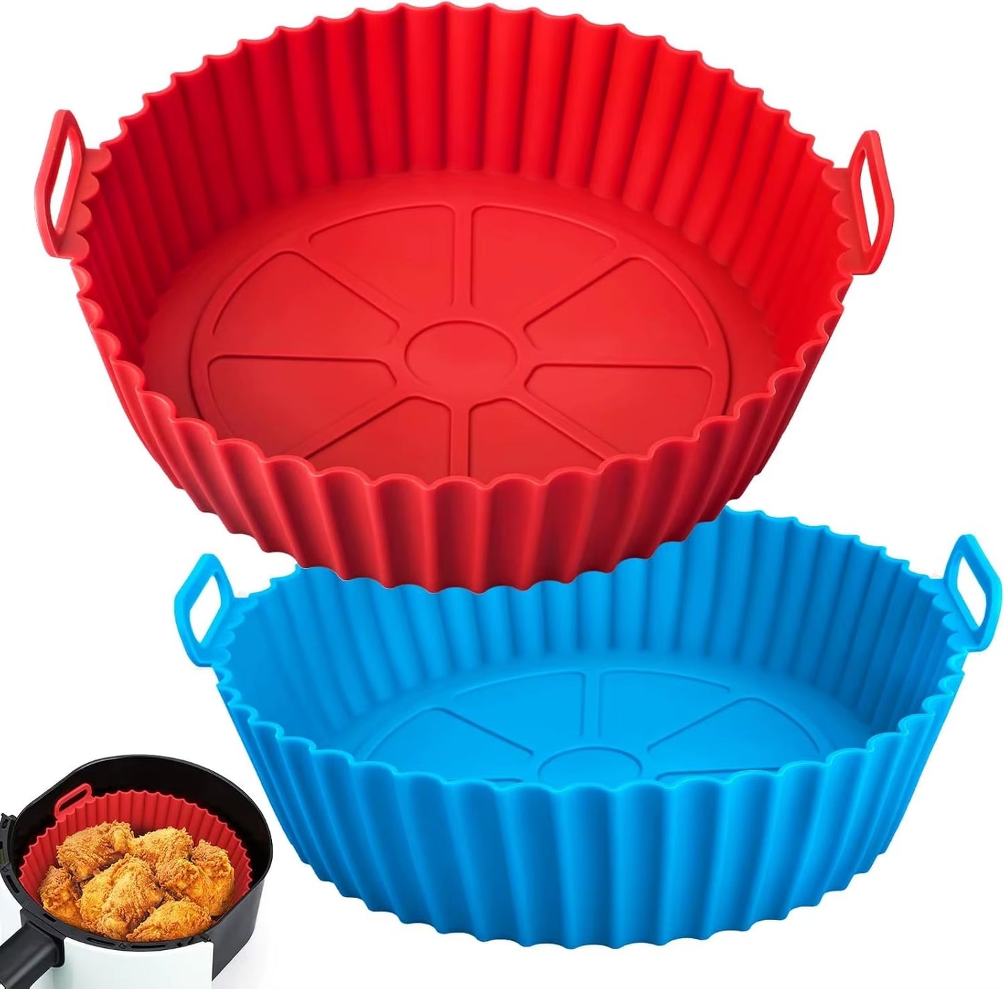 Airfryer Silicone Basket Reusable Baking Tray Silicone Mold for Airfryer Pizza Fried Chicken Basket Air Fryer Liners Accessories