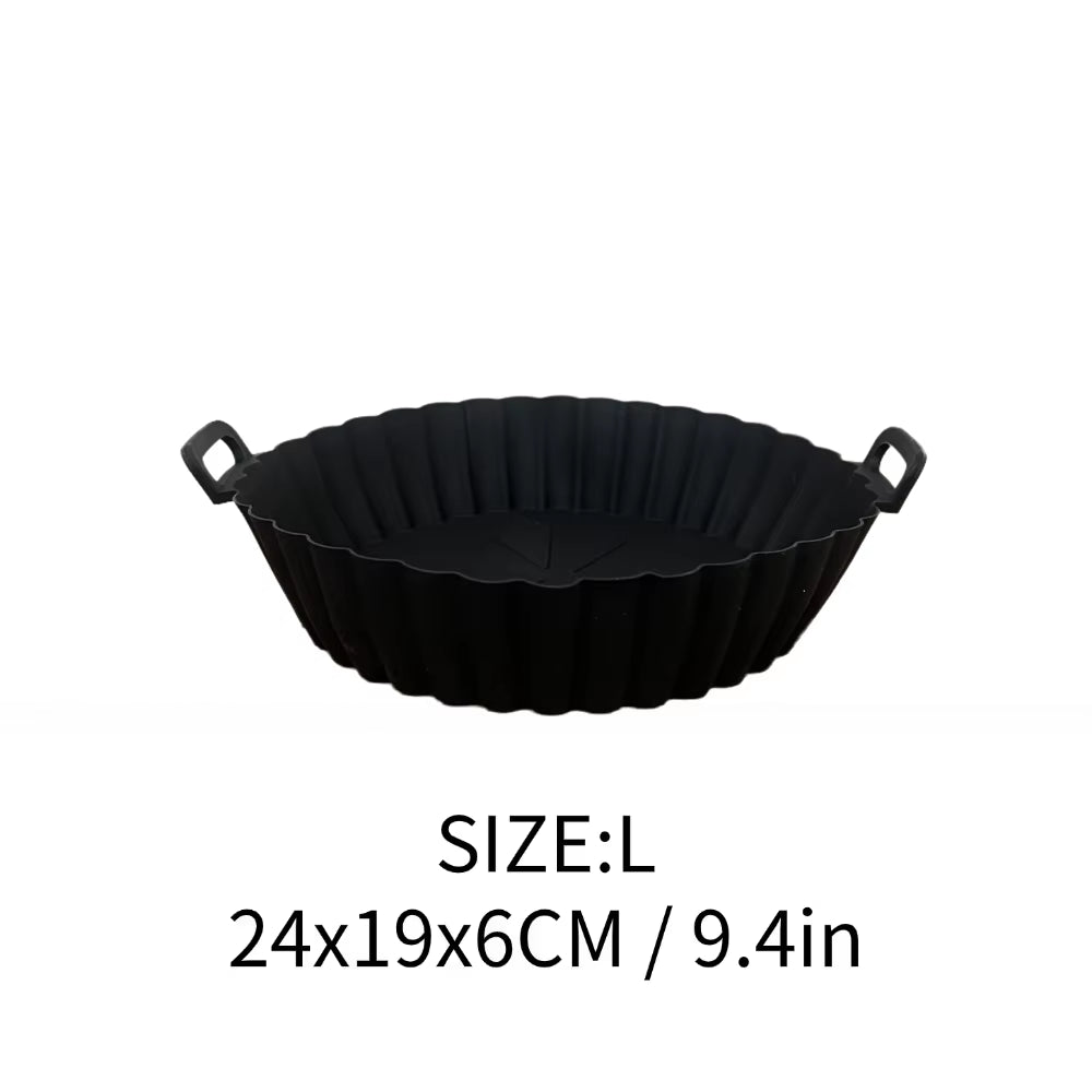 Airfryer Silicone Basket Reusable Baking Tray Silicone Mold for Airfryer Pizza Fried Chicken Basket Air Fryer Liners Accessories